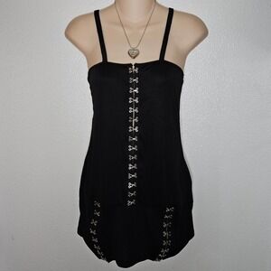 Coquette‎ Black Mini Dress Hook Detail Gothic Bodycon